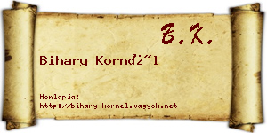 Bihary Kornél névjegykártya